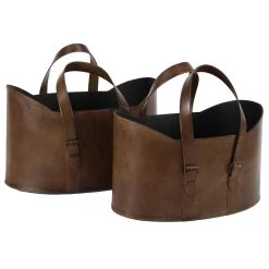 Outlet ❤️ Brown Leather Vintage Magazine Holder Set by Ivory and Iris ✨