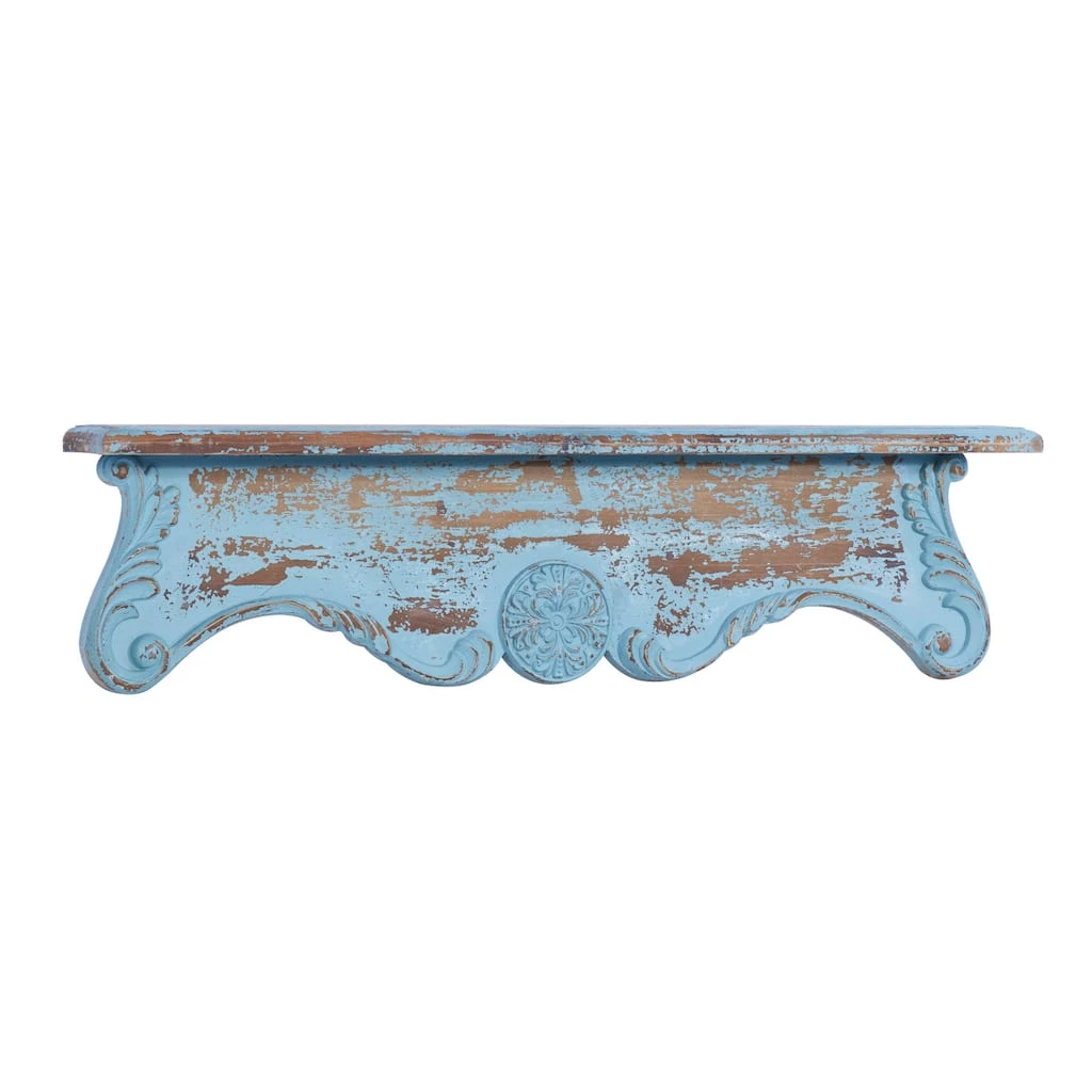 Promo 🤩 32" Blue Wood Rustic Wall Shelf by Ivory and Iris 💯 2 Promo 🤩 32" Blue Wood Rustic Wall Shelf by Ivory and Iris 💯 - Image 2