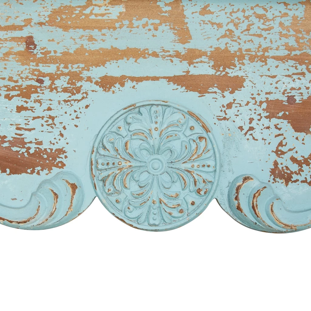 Promo 🤩 32" Blue Wood Rustic Wall Shelf by Ivory and Iris 💯 3 Promo 🤩 32" Blue Wood Rustic Wall Shelf by Ivory and Iris 💯 - Image 3