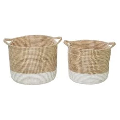 Discount 👏 Brown Sea Grass Contemporary Storage Basket Set by Ivory and Iris 💯