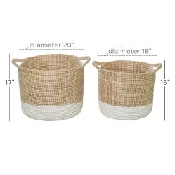 Discount 👏 Brown Sea Grass Contemporary Storage Basket Set by Ivory and Iris 💯 -Cheap Ivory and Iris Store D364367S 5