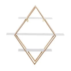 Budget 👍 20" Gold Wood Glam Wall Shelf Set by Ivory and Iris 🎁 -Cheap Ivory and Iris Store D364373S 5