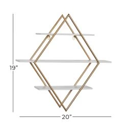 Budget 👍 20" Gold Wood Glam Wall Shelf Set by Ivory and Iris 🎁 -Cheap Ivory and Iris Store D364373S 6