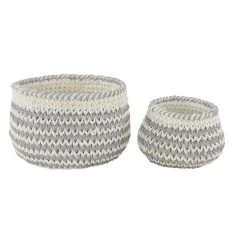 Best Pirce 🧨 Gray Polyester Country Storage Basket Set by Ivory and Iris 😍 -Cheap Ivory and Iris Store D364380S 4