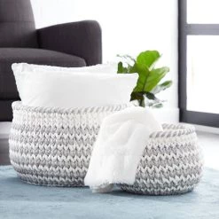 Best Pirce 🧨 Gray Polyester Country Storage Basket Set by Ivory and Iris 😍 -Cheap Ivory and Iris Store D364380S 7