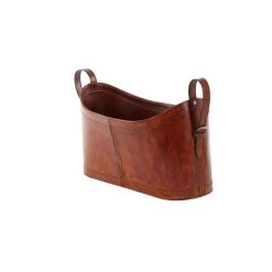 Brand new 🎁 21" Brown Leather Rustic Magazine Holder by Ivory and Iris ✨ -Cheap Ivory and Iris Store D364381S 3