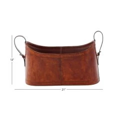 Brand new 🎁 21" Brown Leather Rustic Magazine Holder by Ivory and Iris ✨ -Cheap Ivory and Iris Store D364381S 6