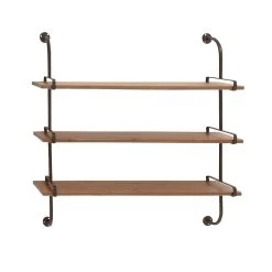 Brand new 🌟 Brown 3-Tier Industrial Wood Wall Shelf by Ivory and Iris 🔥