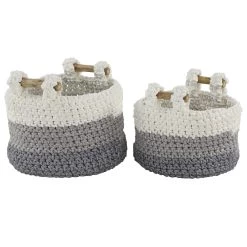 Coupon 😍 Gray Polyester Country Storage Basket Set by Ivory and Iris 🔔