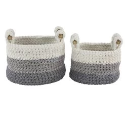 Coupon 😍 Gray Polyester Country Storage Basket Set by Ivory and Iris 🔔 -Cheap Ivory and Iris Store D364409S 3