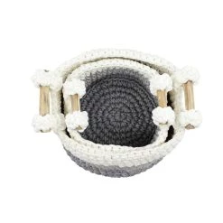 Coupon 😍 Gray Polyester Country Storage Basket Set by Ivory and Iris 🔔 -Cheap Ivory and Iris Store D364409S 4