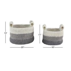 Coupon 😍 Gray Polyester Country Storage Basket Set by Ivory and Iris 🔔 -Cheap Ivory and Iris Store D364409S 8