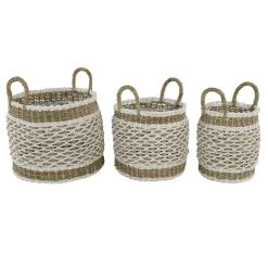 Brand new ❤️ Brown Plastic Vintage Storage Basket Set by Ivory and Iris ❤️