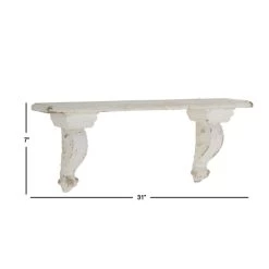 Flash Sale 🌟 White Wood Farmhouse Wall Shelf by Ivory and Iris 🔥 -Cheap Ivory and Iris Store D364418S 7