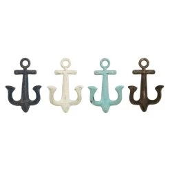 Outlet 🎁 Multi Colored Metal Coastal Wall Hook, 4ct. by Ivory and Iris 👍