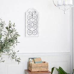 Promo 😀 20" White Wood Vintage Ornamental Wall Decor by Ivory and Iris 🛒 -Cheap Ivory and Iris Store D365291S 9