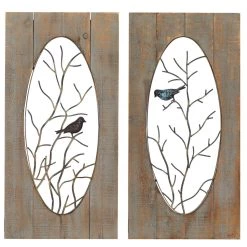New 🎉 36" Brown Wood Rustic Birds Wall Decor, 2ct. by Ivory and Iris 🔥