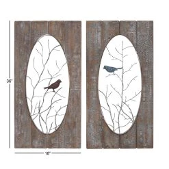 New 🎉 36" Brown Wood Rustic Birds Wall Decor, 2ct. by Ivory and Iris 🔥 -Cheap Ivory and Iris Store D365293S 7