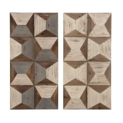 Best Pirce ⭐ Wood Abstract Block Wall Décor Set by Ivory and Iris ⌛