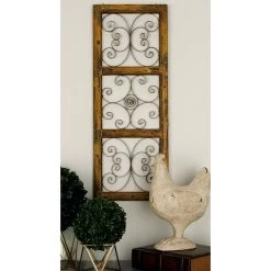 Best Sale 🌟 Brown Rustic Ornamental Wood & Metal Wall Décor by Ivory and Iris 🌟 -Cheap Ivory and Iris Store D365305S 6