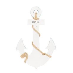 Best Sale 🎁 White & Blue Coastal Anchor Wood Wall Décor by Ivory and Iris ⌛ -Cheap Ivory and Iris Store D365311S 6