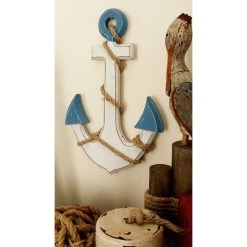 Best Sale 🎁 White & Blue Coastal Anchor Wood Wall Décor by Ivory and Iris ⌛ -Cheap Ivory and Iris Store D365311S 8
