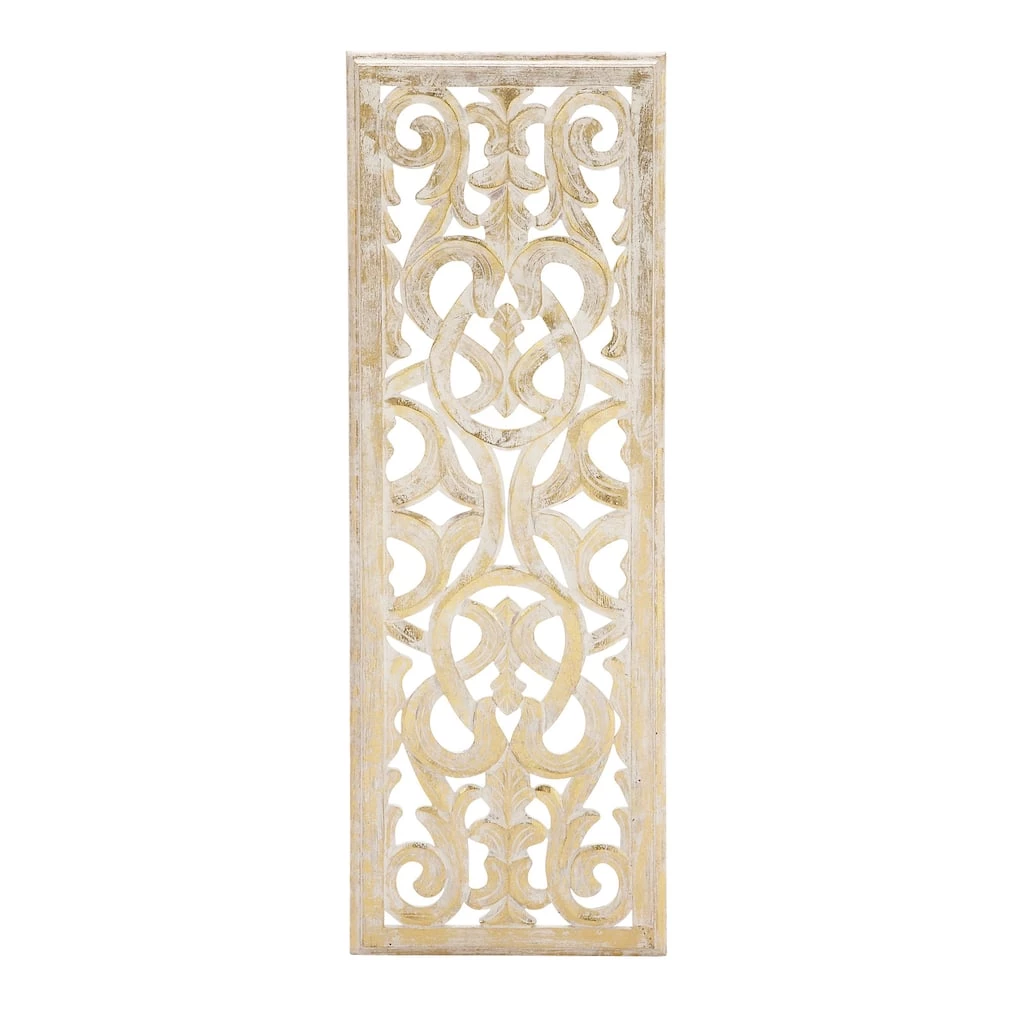 Outlet ⭐ Gold Traditional Ornamental Wood Wall Décor by Ivory and Iris ⭐ 1 Outlet ⭐ Gold Traditional Ornamental Wood Wall Décor by Ivory and Iris ⭐