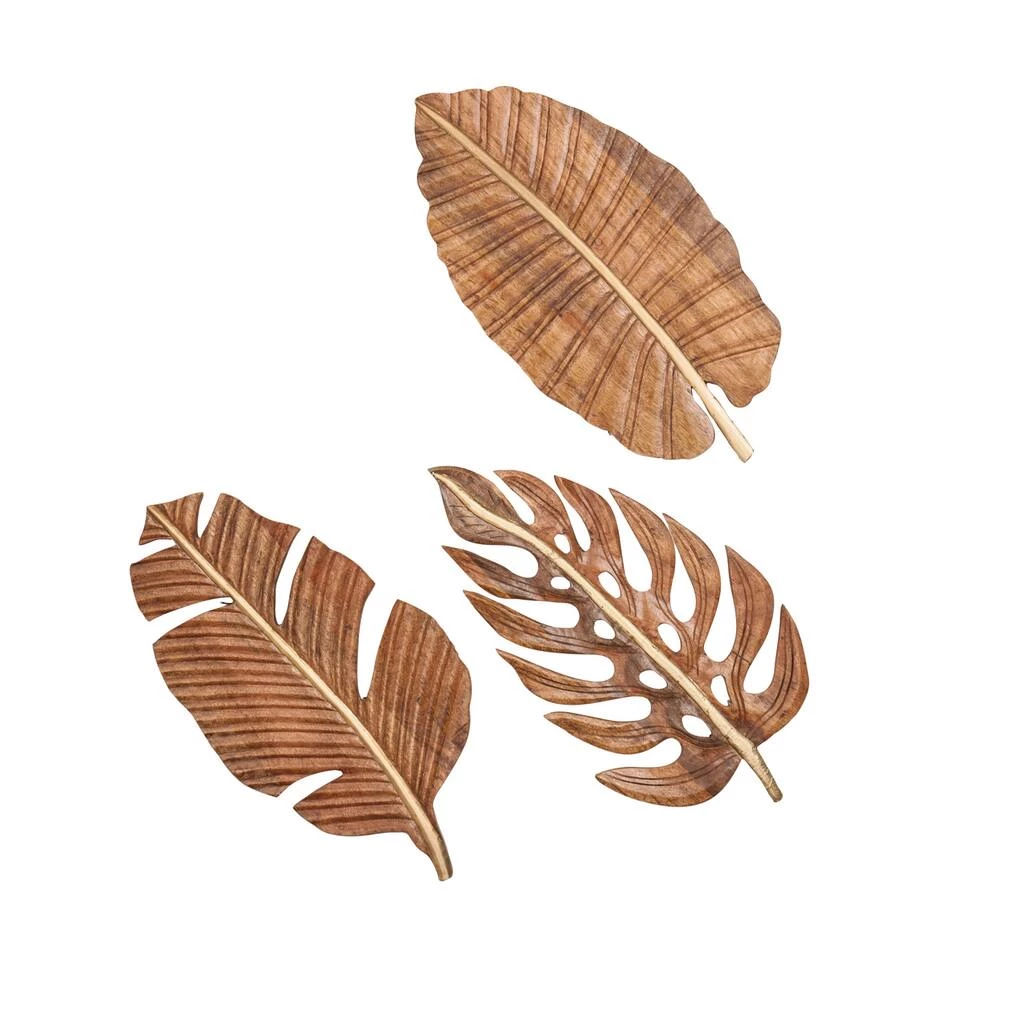 Cheapest 💯 Brown Mango Wood Coastal Leaf Wall Décor Set by Ivory and Iris 🔥 2 Cheapest 💯 Brown Mango Wood Coastal Leaf Wall Décor Set by Ivory and Iris 🔥 - Image 2