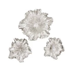 Budget 👏 Silver Polystone Eclectic Floral Wall Décor Set by Ivory and Iris 👍