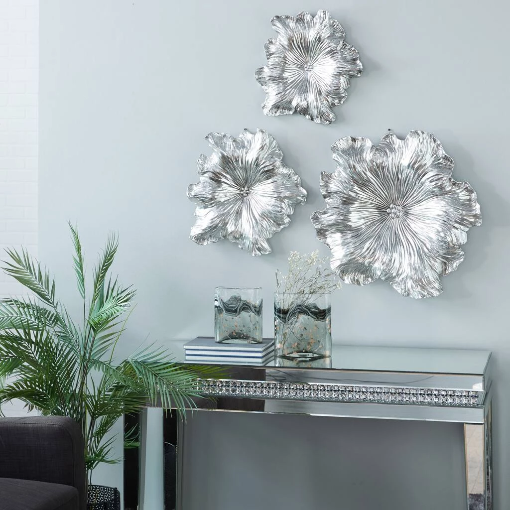 Budget π Silver Polystone Eclectic Floral Wall Décor Set by Ivory and Iris π 7 Budget π Silver Polystone Eclectic Floral Wall Décor Set by Ivory and Iris π - Image 7