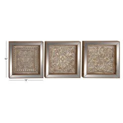 Deals 💯 Brown & Silver Metal Glam Floral Wall Décor Set by Ivory and Iris 🎉 -Cheap Ivory and Iris Store D365336S 5