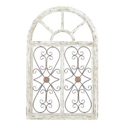 Best reviews of ๐ 46" White & Brown Rustic Metal & Wood Arched Gate Wall Décor by Ivory and Iris ๐