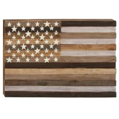 Cheap 😉 Brown Farmhouse American Flag Wood Wall Décor by Ivory and Iris 🧨