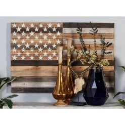 Cheap 😉 Brown Farmhouse American Flag Wood Wall Décor by Ivory and Iris 🧨 -Cheap Ivory and Iris Store D365341S 8