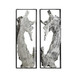 Deals ⭐ Silver Metal Contemporary Wall Décor with Black Frame Set by Ivory and Iris 🎁