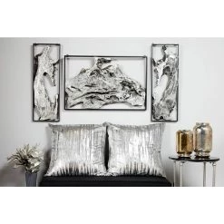 Deals ⭐ Silver Metal Contemporary Wall Décor with Black Frame Set by Ivory and Iris 🎁 -Cheap Ivory and Iris Store D365342S 7