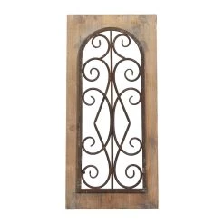 Cheap 🛒 23" Brown Rustic Metal & Wood Arched Gate Wall Décor by Ivory and Iris 😀