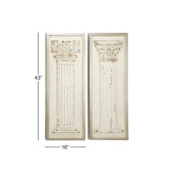 New 🛒 43" White Wood Vintage Wall Decor, 2ct. by Ivory and Iris 😉 -Cheap Ivory and Iris Store D365348S 5