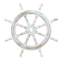 Wholesale 💯 24" White Wood Coastal Ship Wheel Wall Decor by Ivory and Iris 🎉