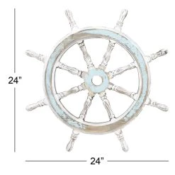 Wholesale 💯 24" White Wood Coastal Ship Wheel Wall Decor by Ivory and Iris 🎉 -Cheap Ivory and Iris Store D365351S 5
