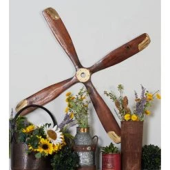 Hot Sale 👍 44" Brown Wood Industrial Propeller Wall Decor by Ivory and Iris 🎉 -Cheap Ivory and Iris Store D365356S 5