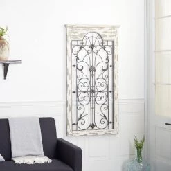 Buy ❤️ 51" White Metal Rustic Ornamental Wall Decor by Ivory and Iris 🥰 -Cheap Ivory and Iris Store D365389S 8