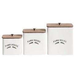 Cheapest ⭐ White Metal Farmhouse Canisters Set by Ivory and Iris 🎁