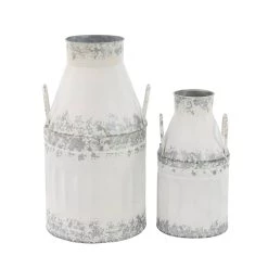 Top 10 ✔️ Distressed White Metal Farmhouse Decorative Jar, 2ct. by Ivory and Iris ❤️