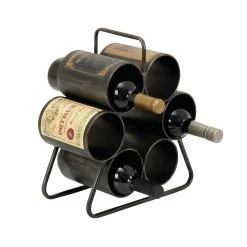 Discount ✔️ 14" Black Metal Industrial Wine Holder Rack by Ivory and Iris 🌟
