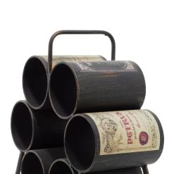 Discount ✔️ 14" Black Metal Industrial Wine Holder Rack by Ivory and Iris 🌟 -Cheap Ivory and Iris Store D365422S 6