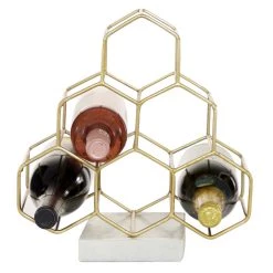 Promo 🤩 13" Gold Metal Modern Wine Holder Rack by Ivory and Iris 🛒