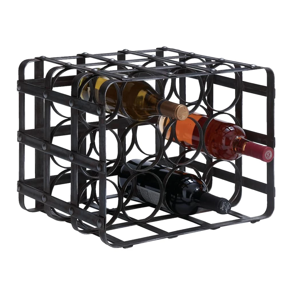 Top 10 ⭐ 16" Black Metal Industrial Wine Holder Rack by Ivory and Iris ⭐ 2 Top 10 ⭐ 16" Black Metal Industrial Wine Holder Rack by Ivory and Iris ⭐ - Image 2