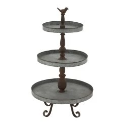 Cheapest 🔔 28" Silver Iron Farmhouse 3-Tier Tray Stand by Ivory and Iris 💯