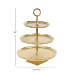 Best Pirce ❤️ Gold Aluminum Glam 3-Tier Tray Stand by Ivory and Iris ✔️ -Cheap Ivory and Iris Store D365434S 4